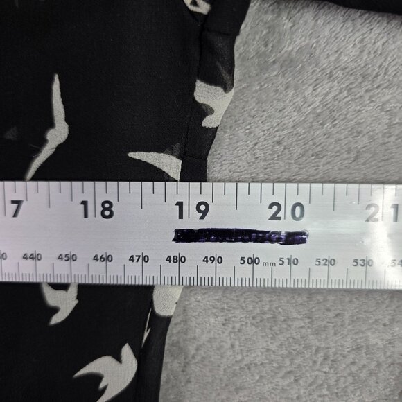 Womens Express Black Sheer Portofino Shirt White Bird Print Button Up Size XS - Picture 5 of 7